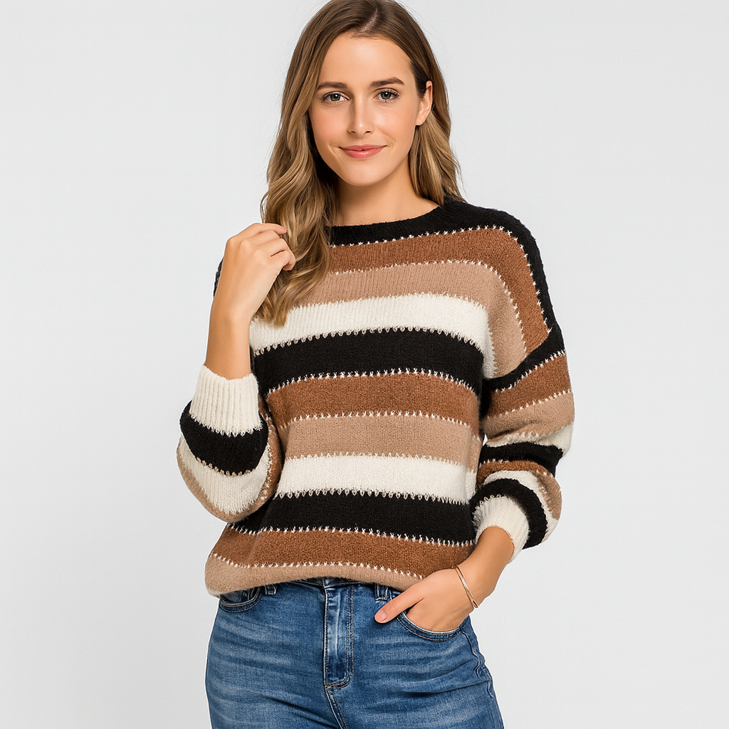 Tahlia Vintage Kolorowy Sweter z Blokami