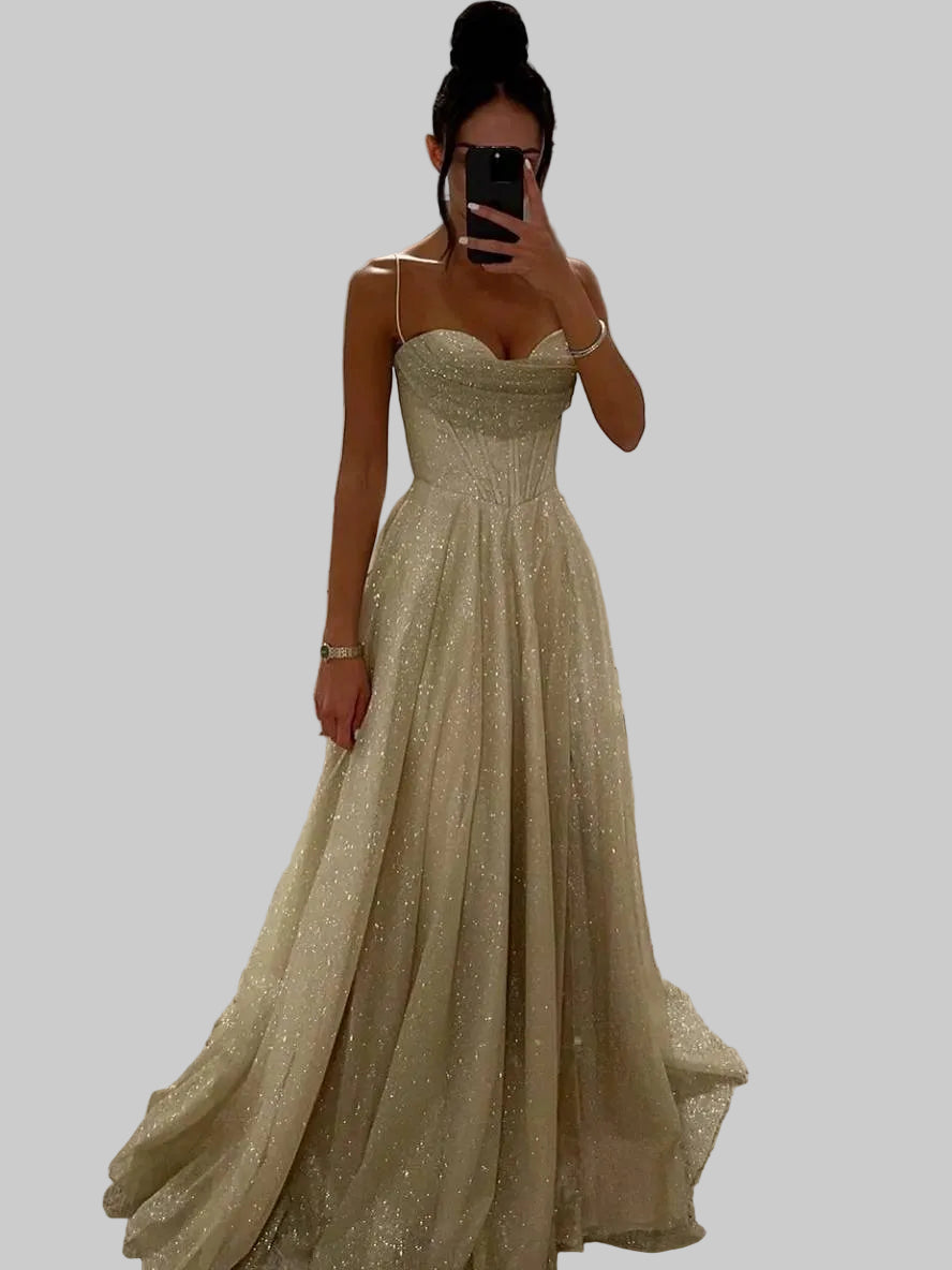 Damska Sukienka Maxi Z Dekoltem Serce | Na Ramiączkach