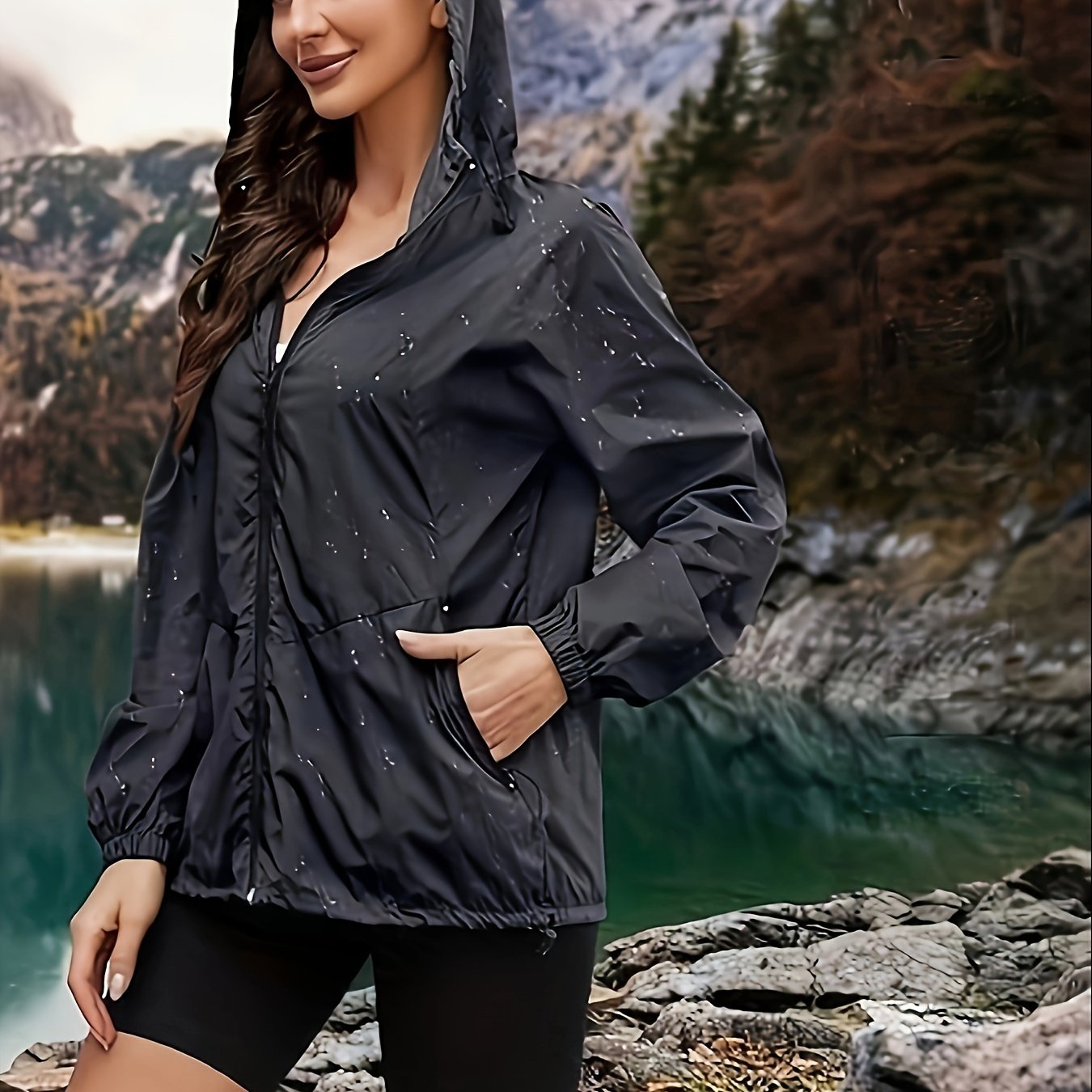 Kurtka Przeciwdeszczowa Damski Sportowa | Z Kapturem