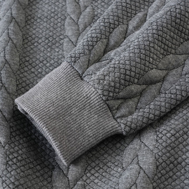 Męski Klasyczny Sweter Z Warkoczowym Wzorem | Kołnierz Na Zamek