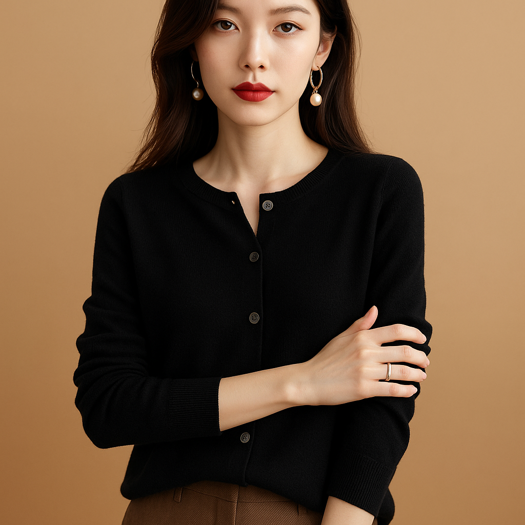 Kardigan Damski z Dekoltem V | Długi Rękaw