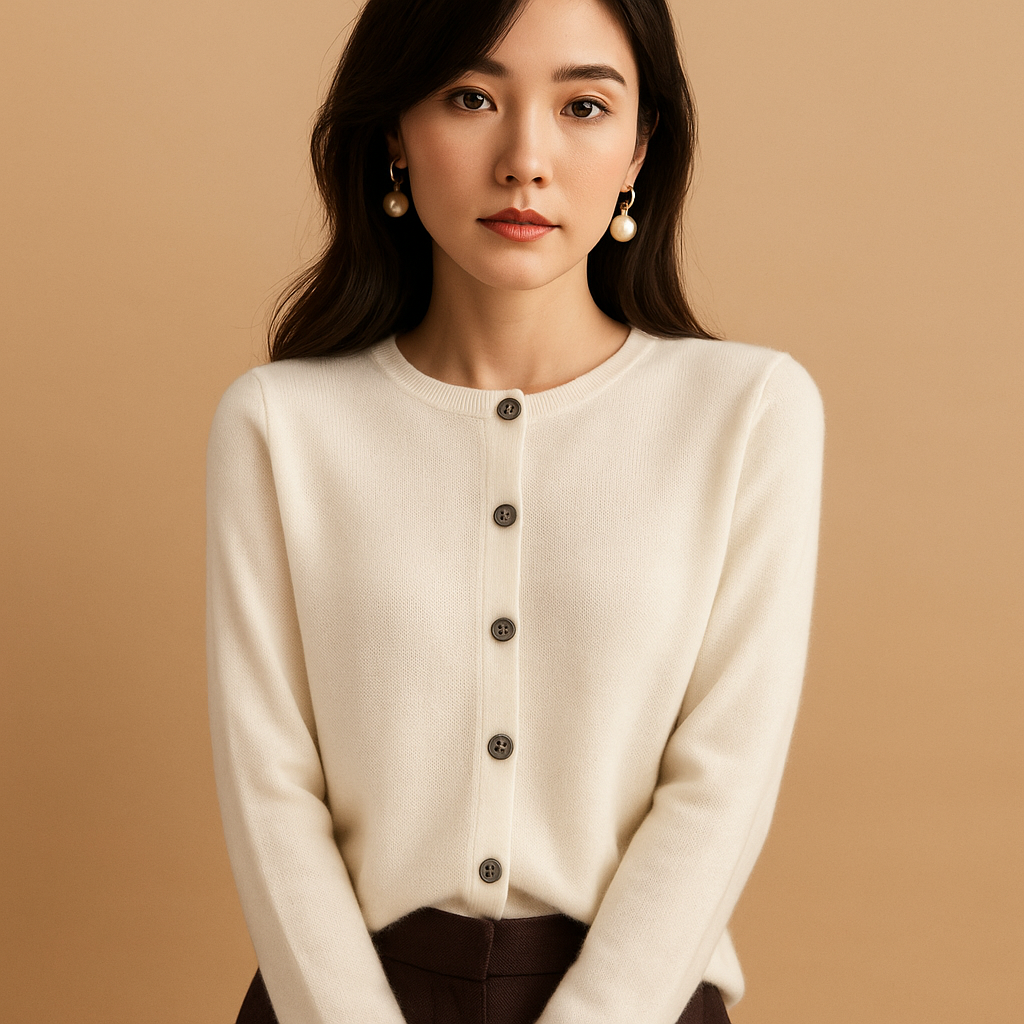 Kardigan Damski z Dekoltem V | Długi Rękaw