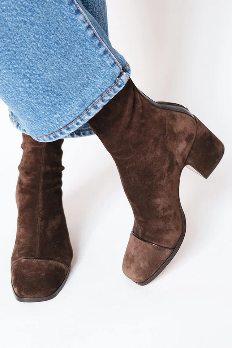 Women's heeled ankle boots with square toe | Ankle-high