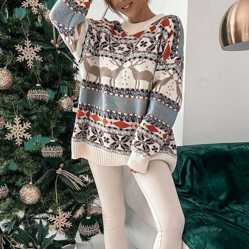 Sweter damski świąteczny | Wzór zimowy