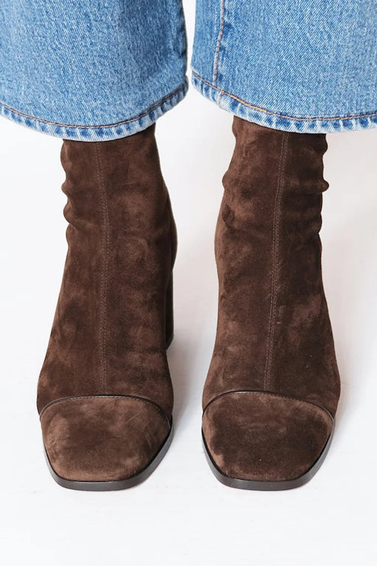 Women's heeled ankle boots with square toe | Ankle-high