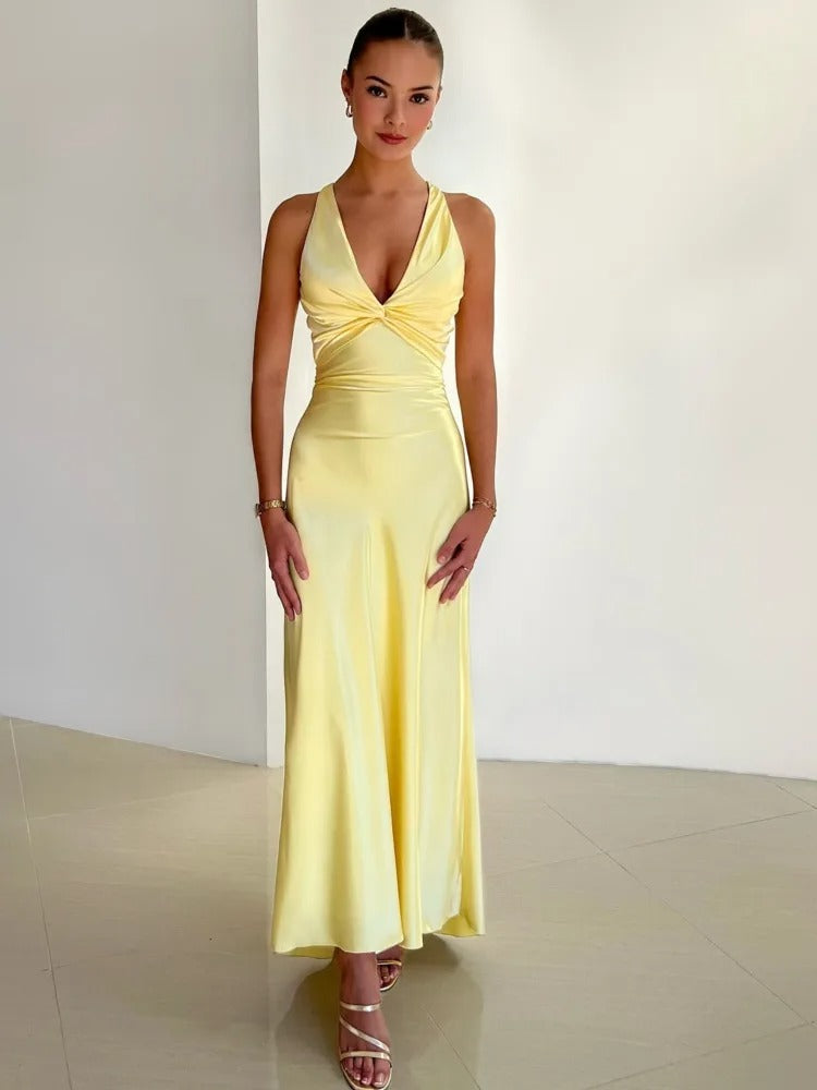 Damen Ärmelloses Kleid | V-Ausschnitt und Langer Schnitt