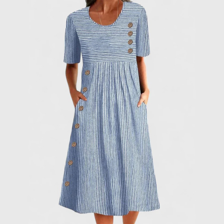 Gestreiftes Damenkleid | Midi