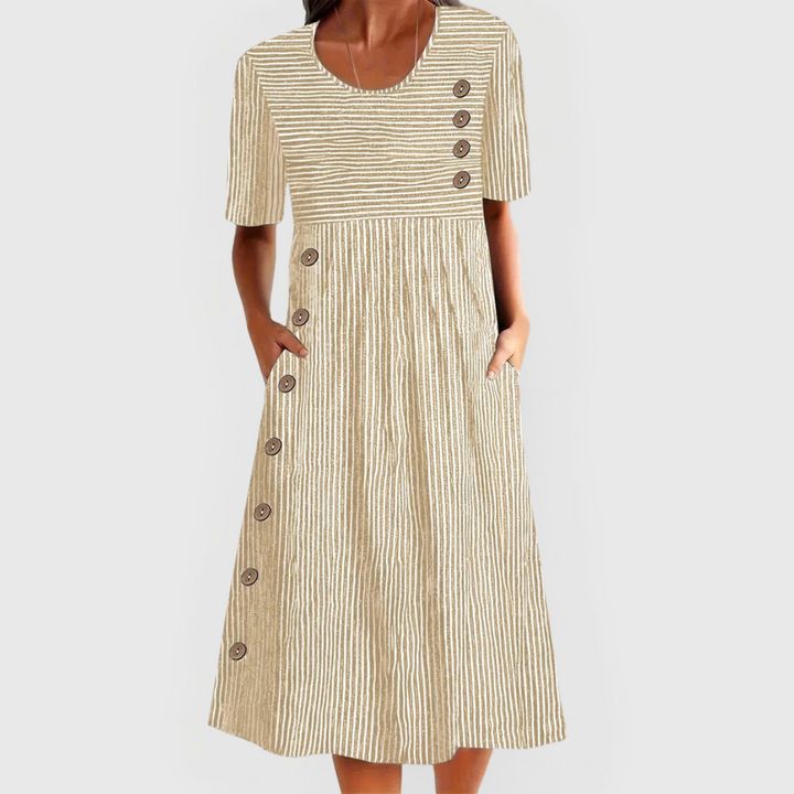 Gestreiftes Damenkleid | Midi