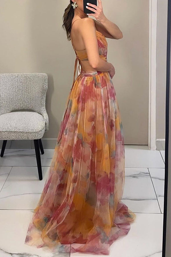 Maxikleid für Damen mit Blumenmuster | Lang