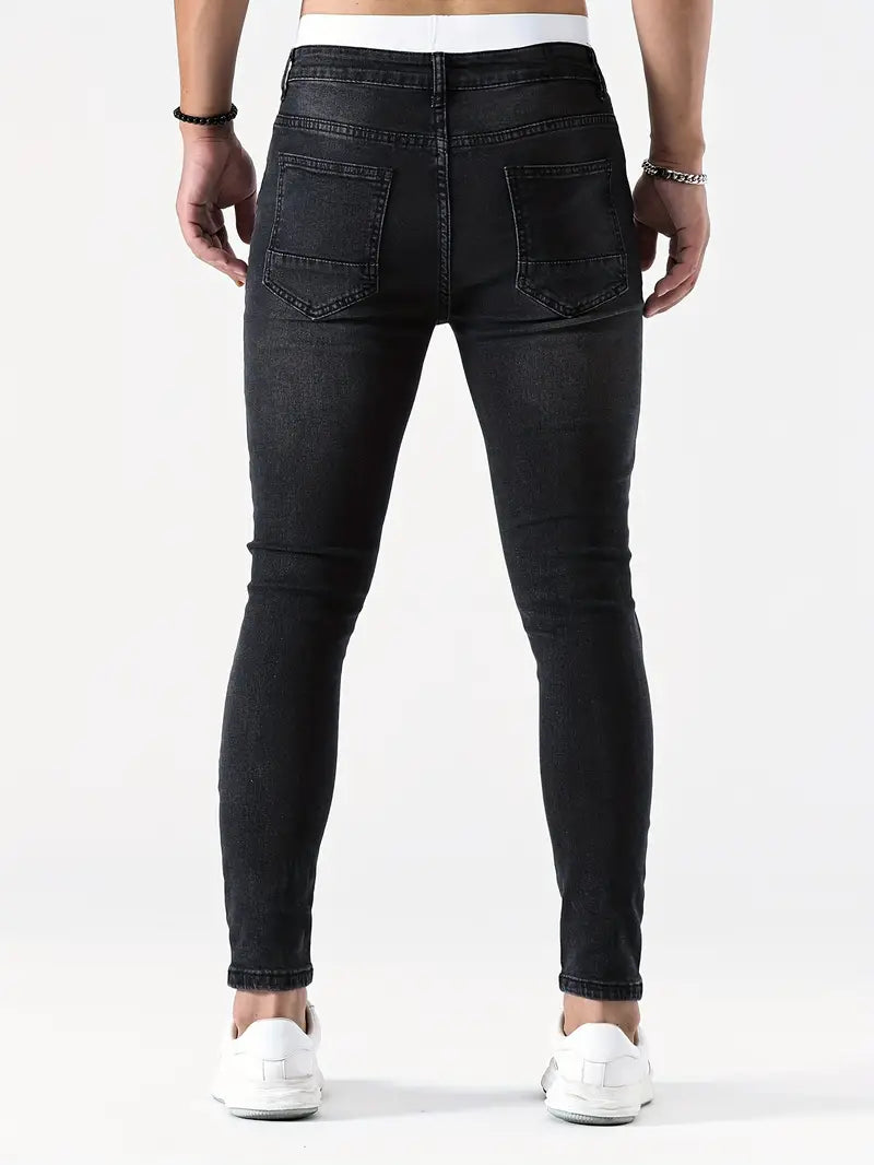 Męskie Przetarte Skinny Jeansy | Stylowe