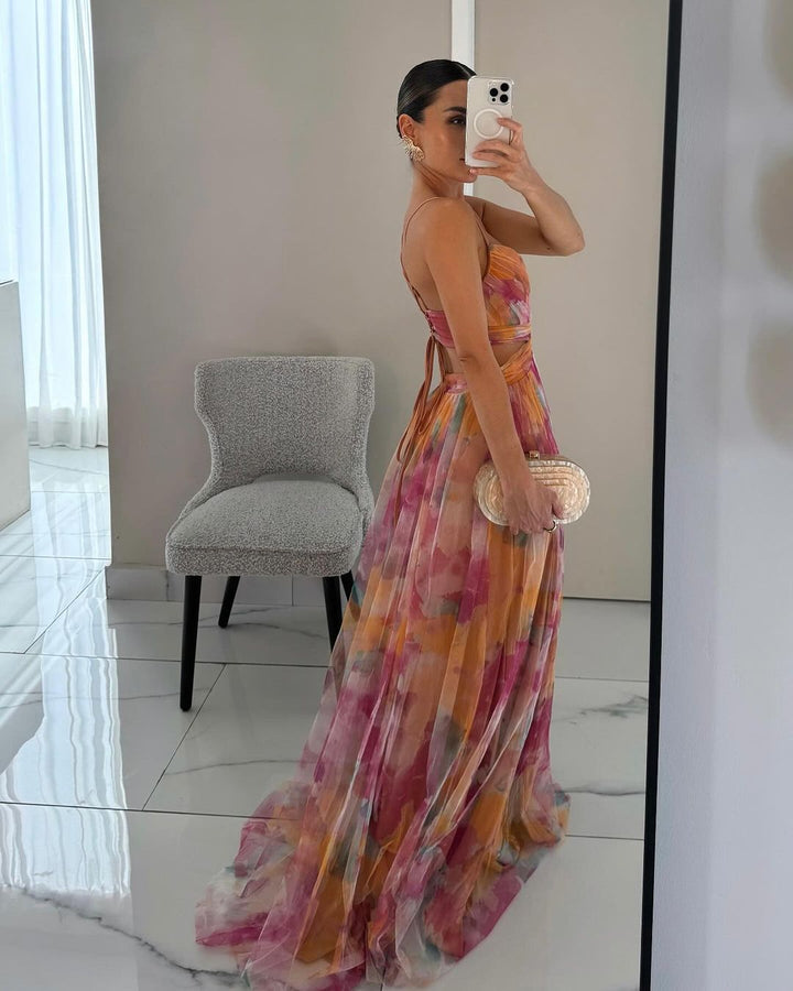 Maxikleid für Damen mit Blumenmuster | Lang