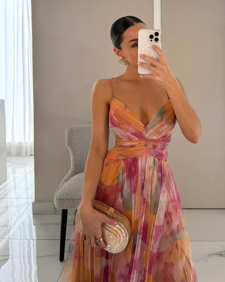 Maxikleid für Damen mit Blumenmuster | Lang