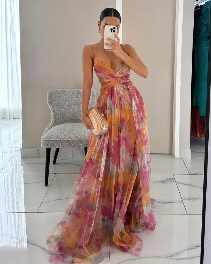 Maxikleid für Damen mit Blumenmuster | Lang