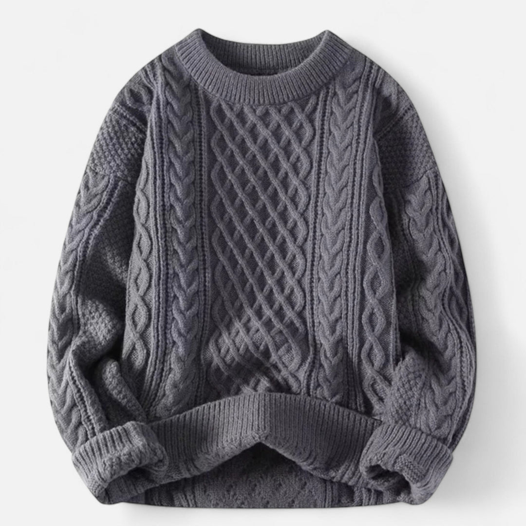 Damenpullover mit Rundhalsausschnitt | Zopfmuster
