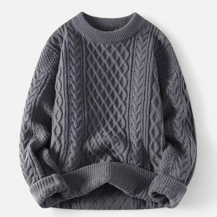 Damenpullover mit Rundhalsausschnitt | Zopfmuster