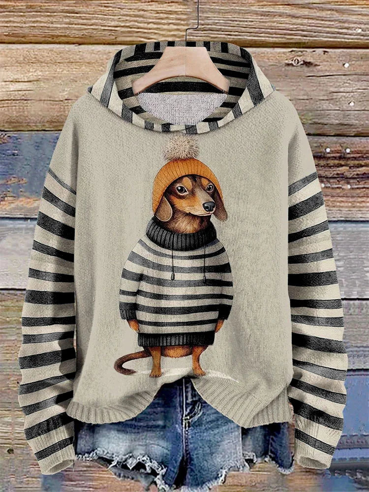 Bluza z Kapturem Damski Casual | Z Nadrukiem Psa