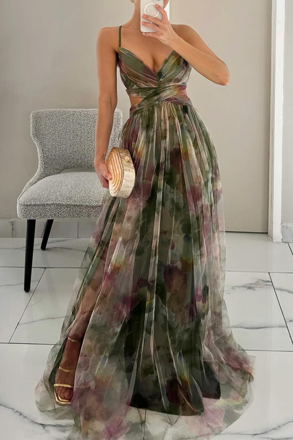 Maxikleid für Damen mit Blumenmuster | Lang