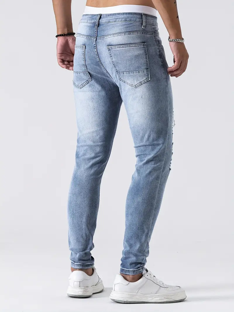 Męskie Przetarte Skinny Jeansy | Stylowe