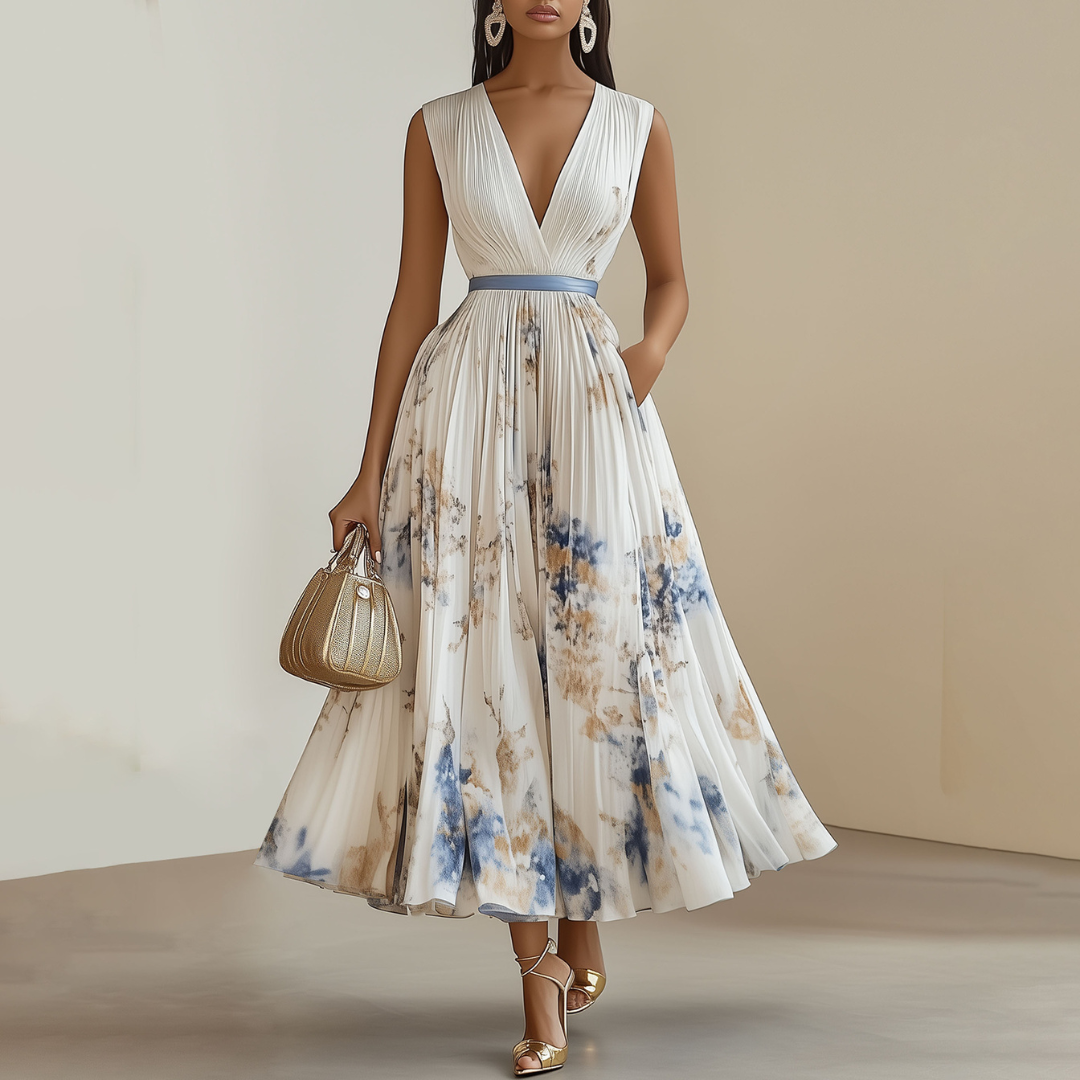 Women's Floral Dress | Blue and White Midi