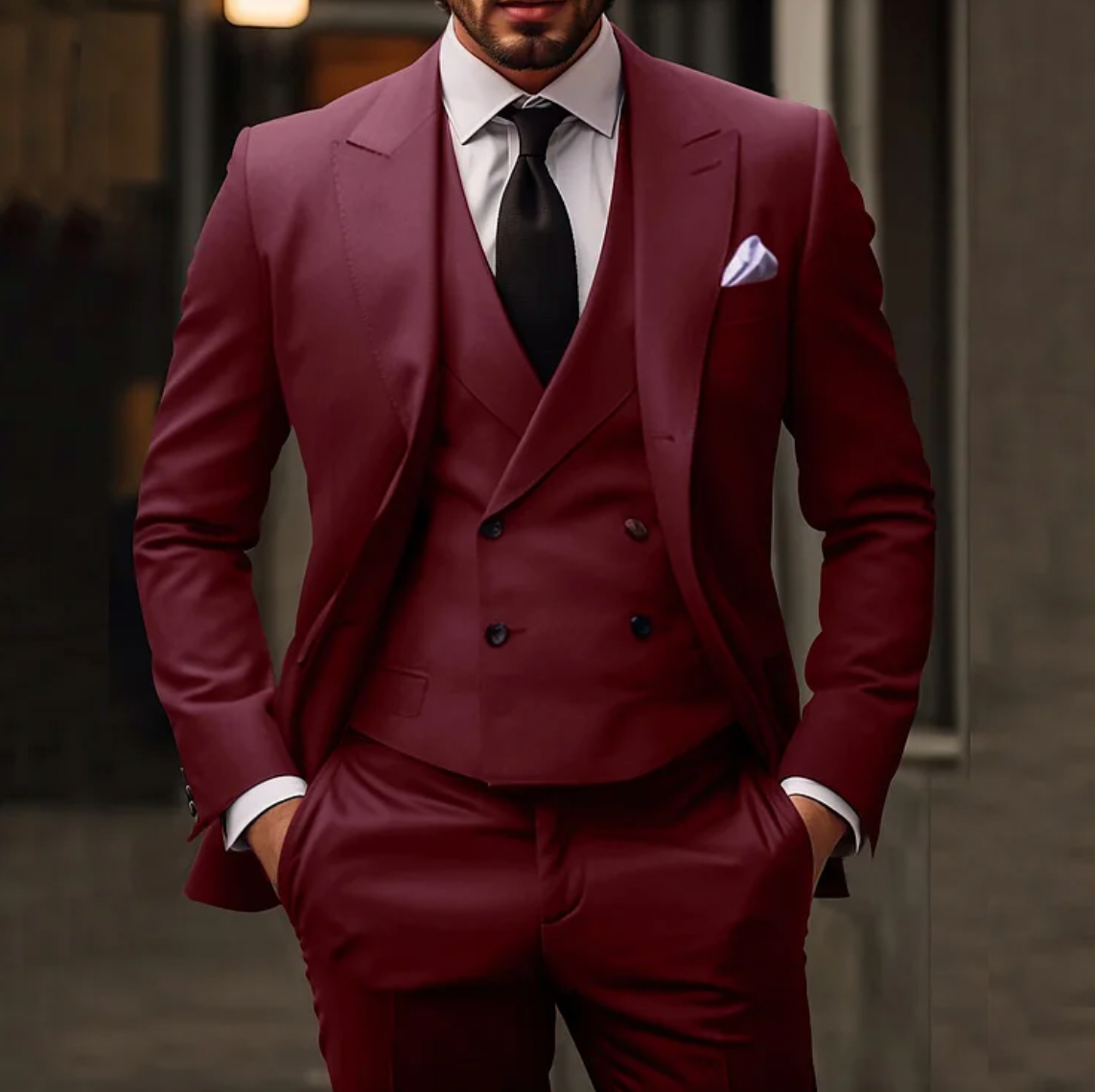 Męski Stylowy Garnitur Trzyczęściowy | Formalny Look
