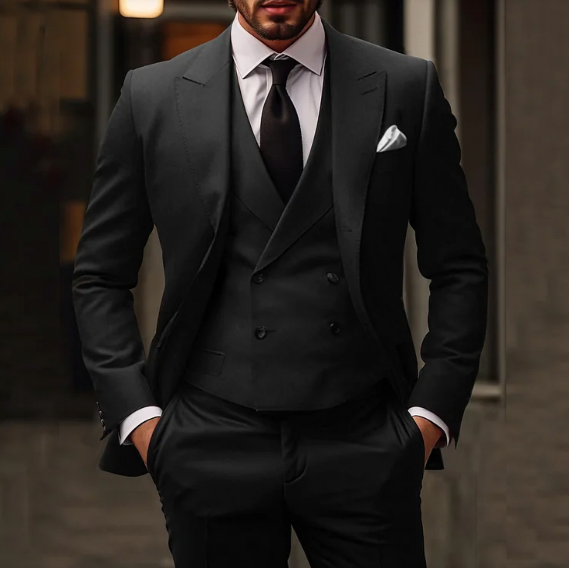 Męski Stylowy Garnitur Trzyczęściowy | Formalny Look