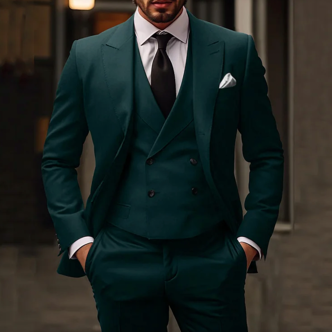 Męski Stylowy Garnitur Trzyczęściowy | Formalny Look
