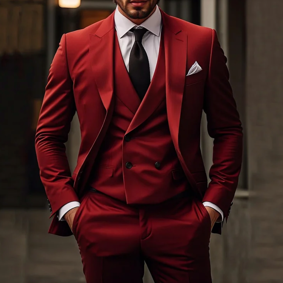 Męski Stylowy Garnitur Trzyczęściowy | Formalny Look