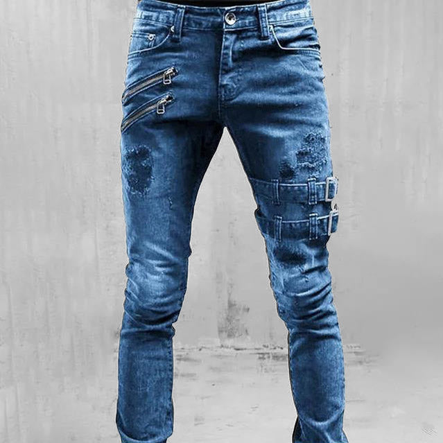 Męskie Modne Jeansy | Skinny z Przetarciami