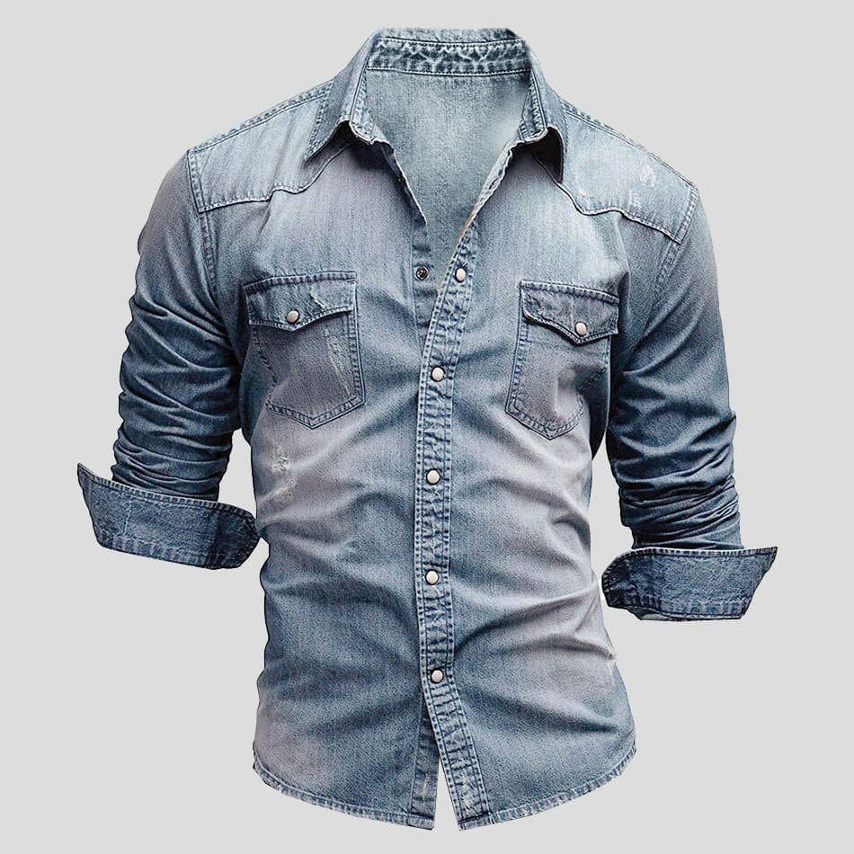 Herren Vintage-Hemd mit Kragen und Knöpfen | Lange Ärmel