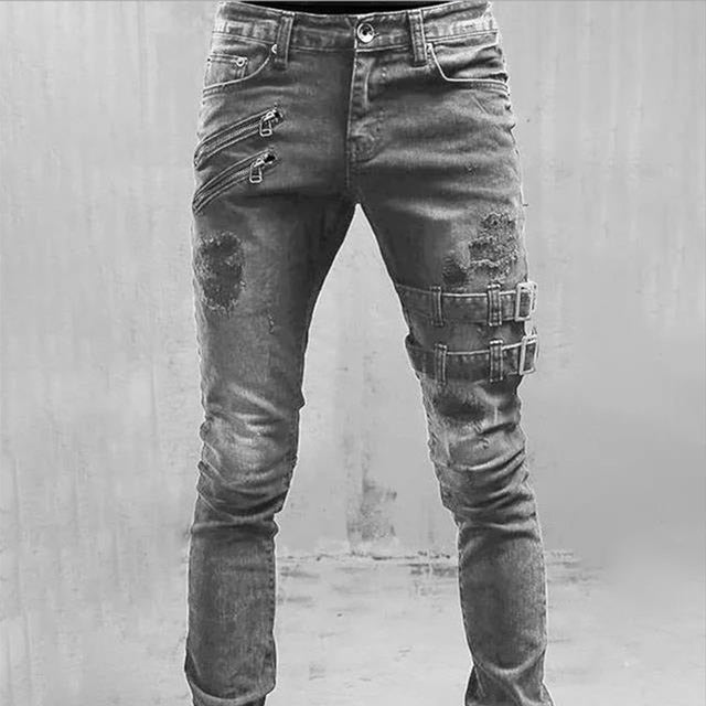 Męskie Modne Jeansy | Skinny z Przetarciami
