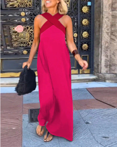 Women's summer dress with a crossover neckline | Midi