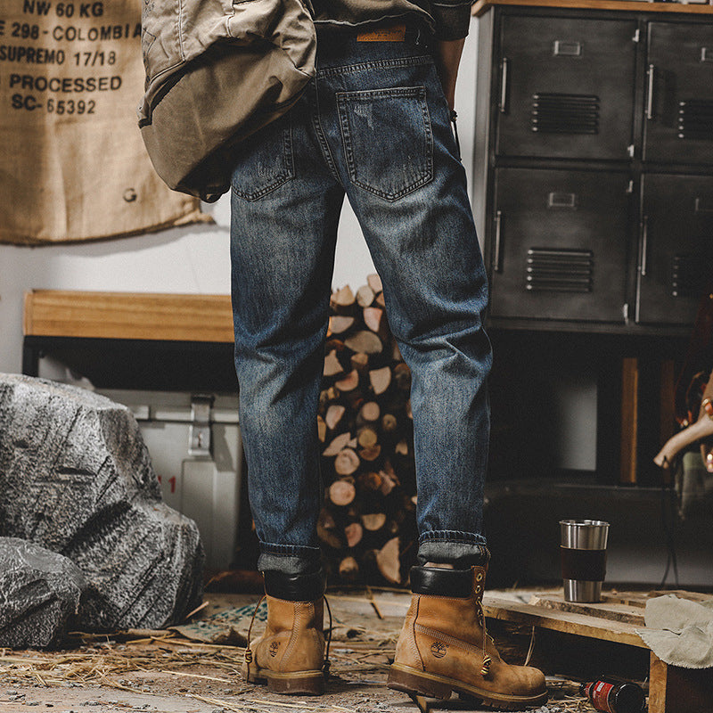 Męskie Luźne Dżinsy Casual | Przetarte