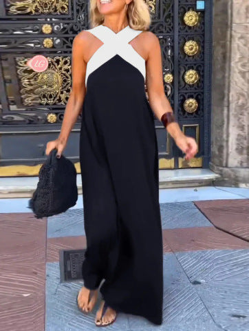Women's summer dress with a crossover neckline | Midi