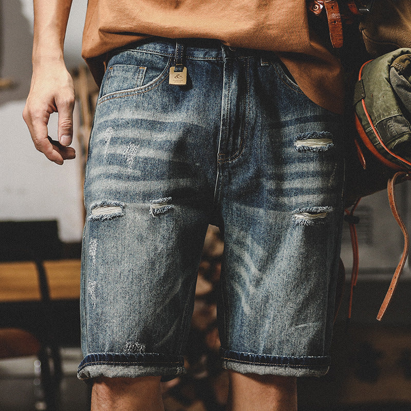 Męskie Luźne Dżinsy Casual | Przetarte