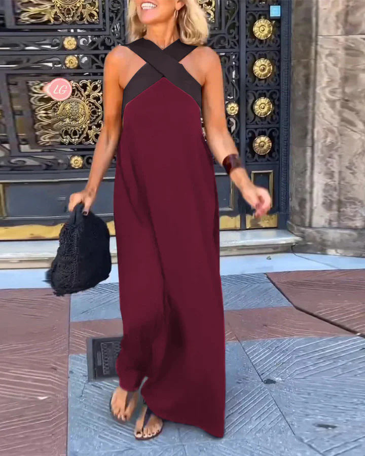 Women's summer dress with a crossover neckline | Midi
