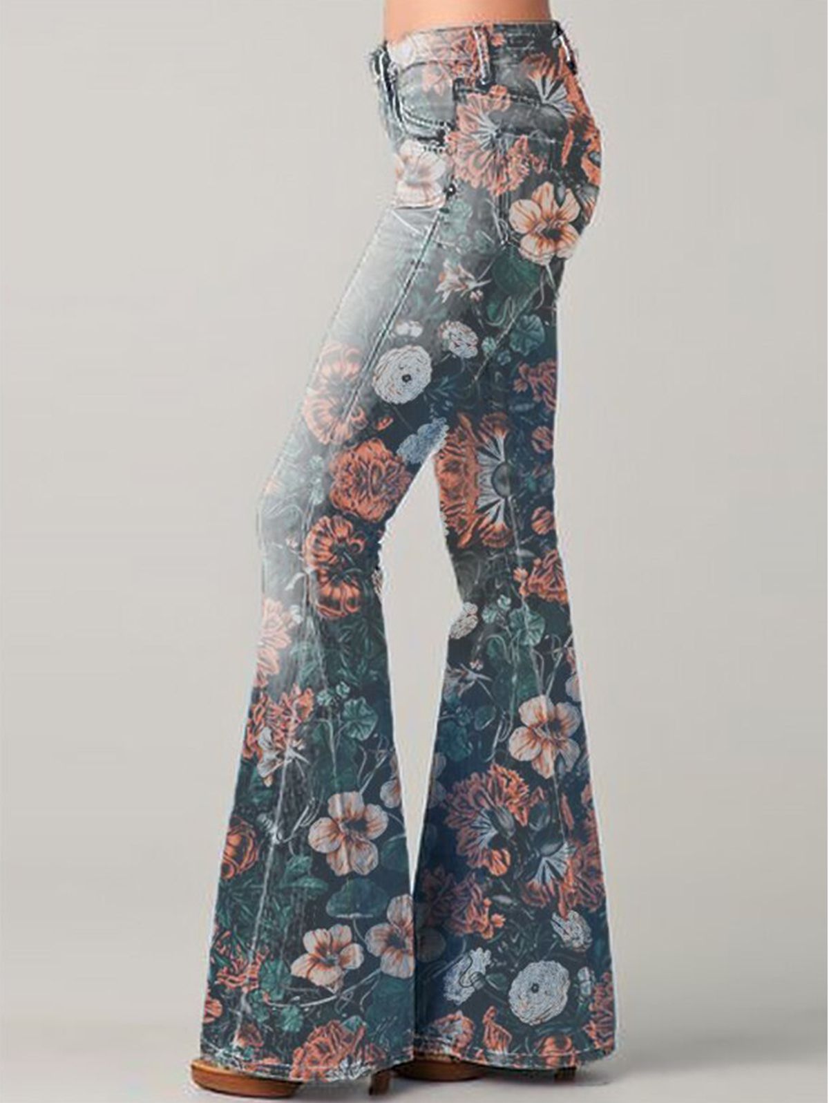 Damskie Jeansy Dzwony z Wysokim Stanem | Styl Boho Retro