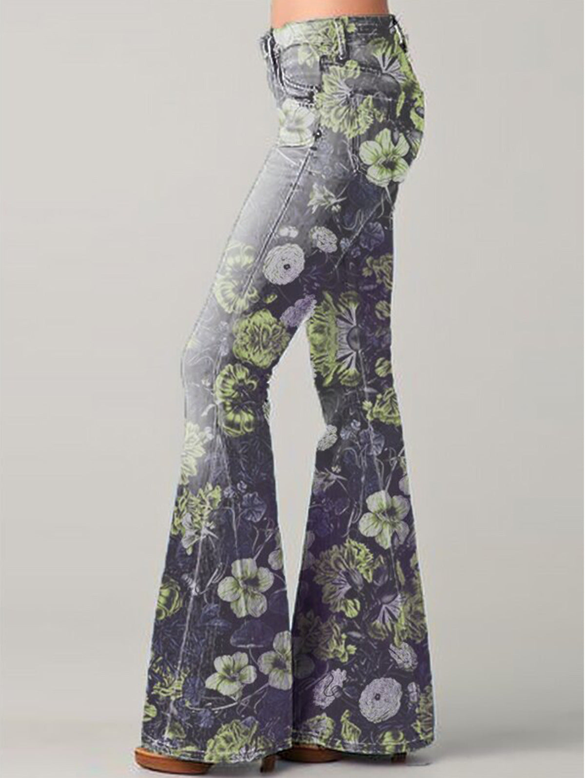 Damskie Jeansy Dzwony z Wysokim Stanem | Styl Boho Retro