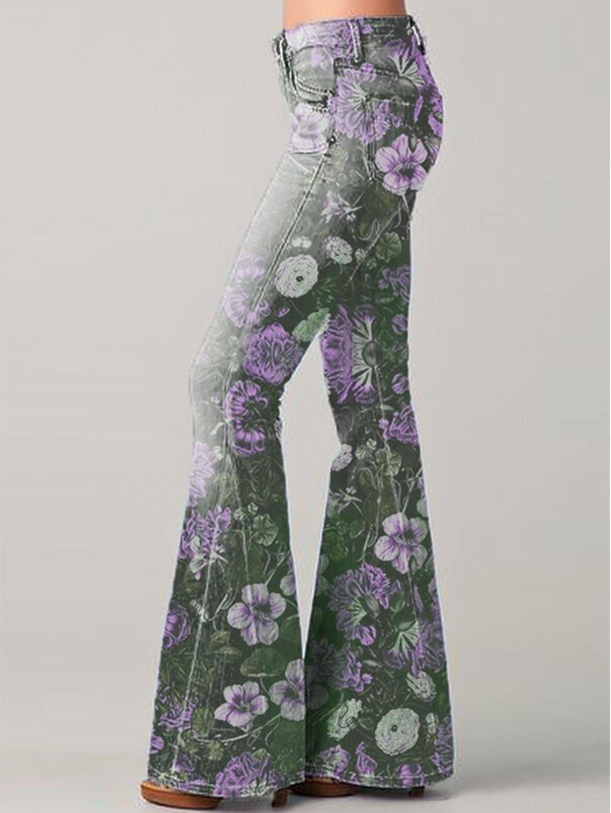 Damskie Jeansy Dzwony z Wysokim Stanem | Styl Boho Retro