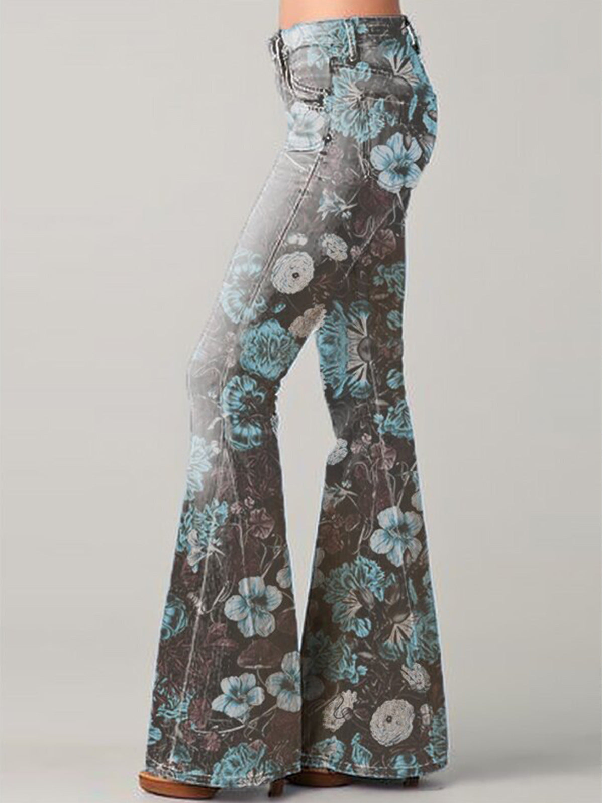 Damskie Jeansy Dzwony z Wysokim Stanem | Styl Boho Retro
