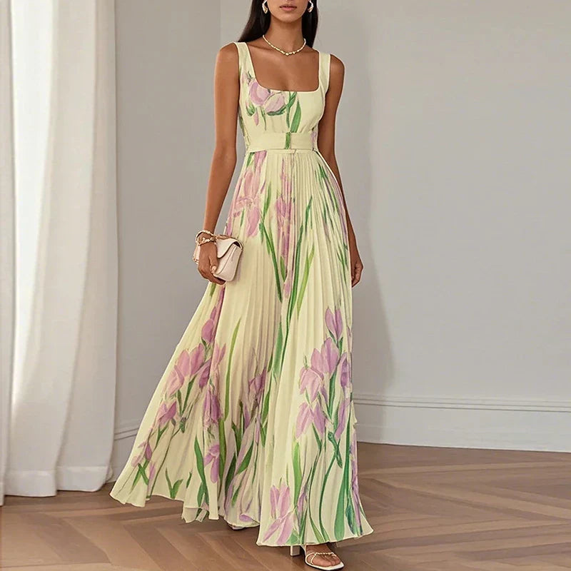 Damska luksusowa sukienka maxi w kwiaty | Maxi