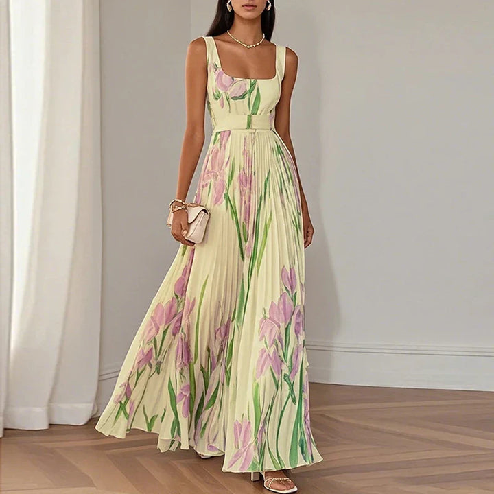 Damska luksusowa sukienka maxi w kwiaty | Maxi