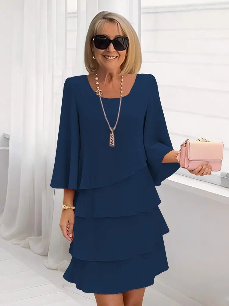 Women's fitted dress with ruffle | Midi