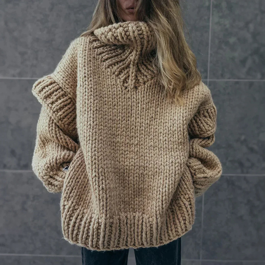 Bluza damska oversize | Z wysokim golfem