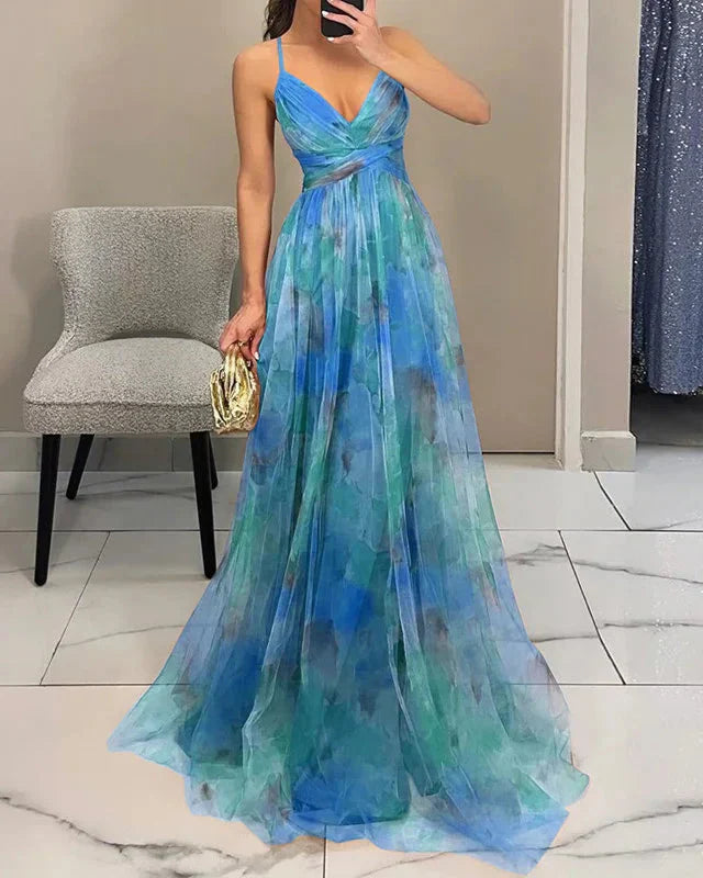 Damska Sukienka Maxi Z Kwiatowym Wzorem | Długa