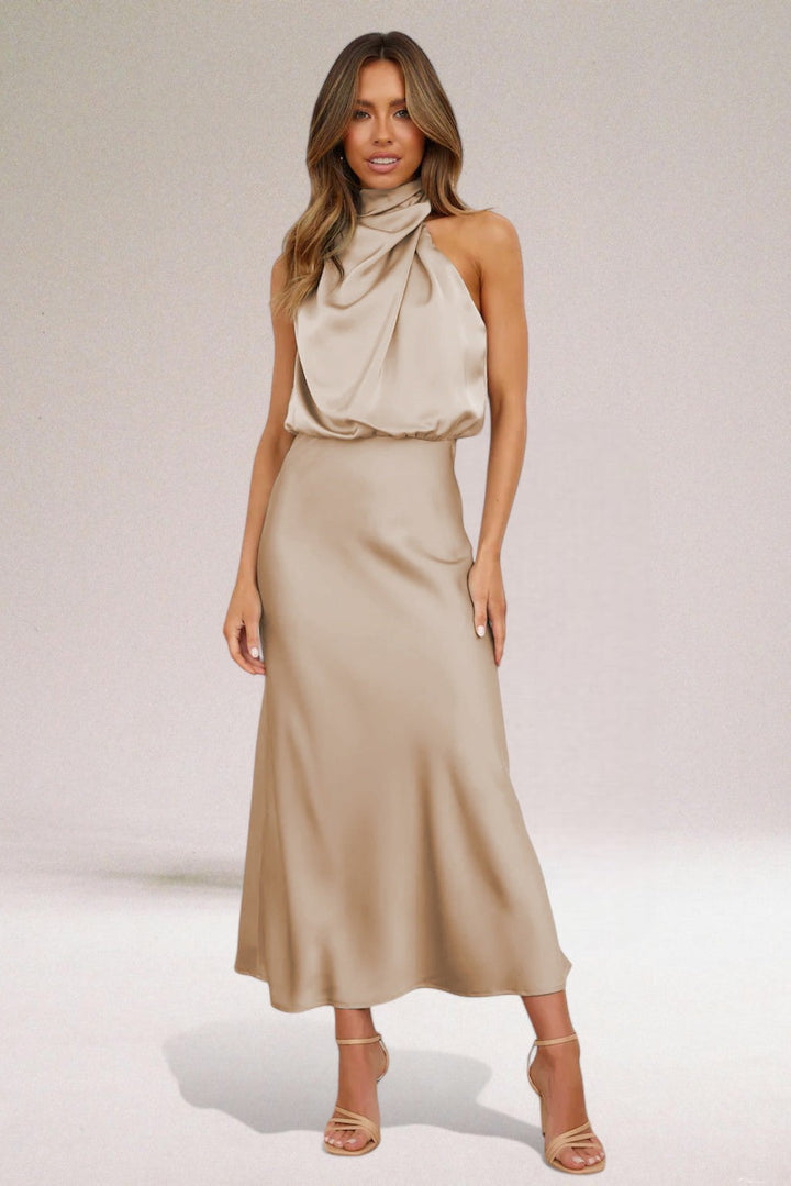 Damen Abendkleid | Neckholder-Ausschnitt und Midilänge