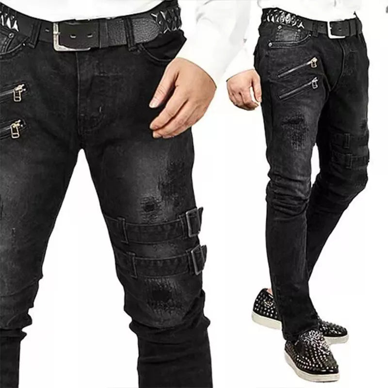 Męskie Modne Jeansy | Skinny z Przetarciami