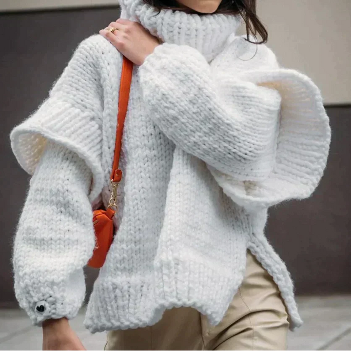 Bluza damska oversize | Z wysokim golfem