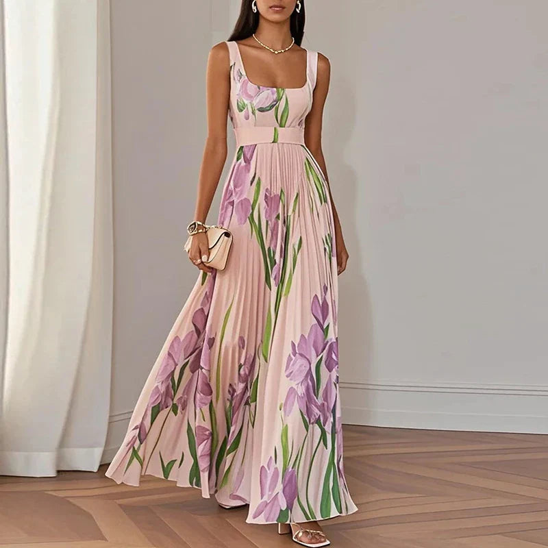 Damska luksusowa sukienka maxi w kwiaty | Maxi