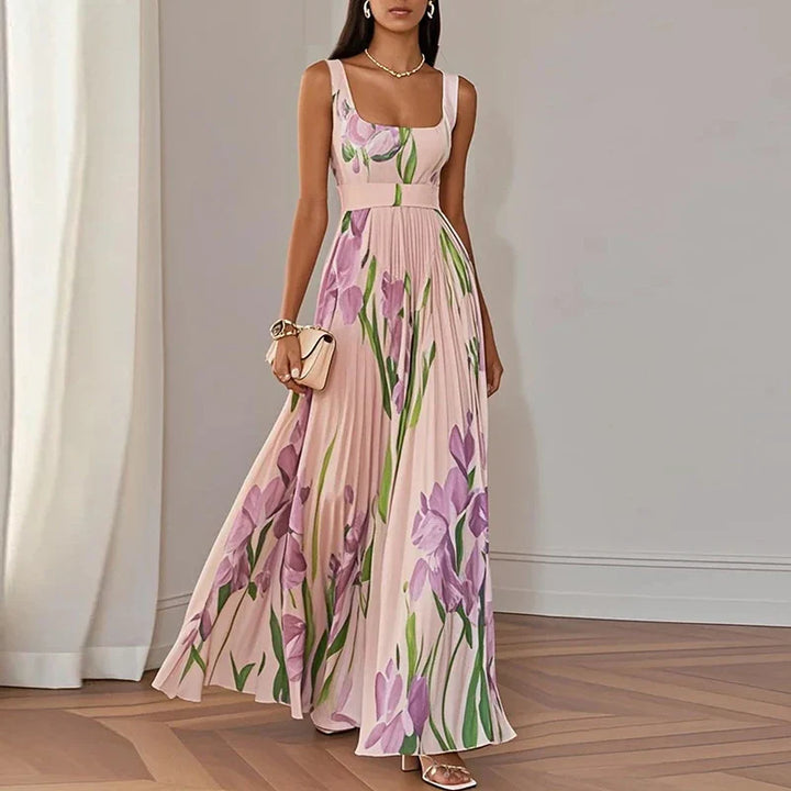 Damska luksusowa sukienka maxi w kwiaty | Maxi