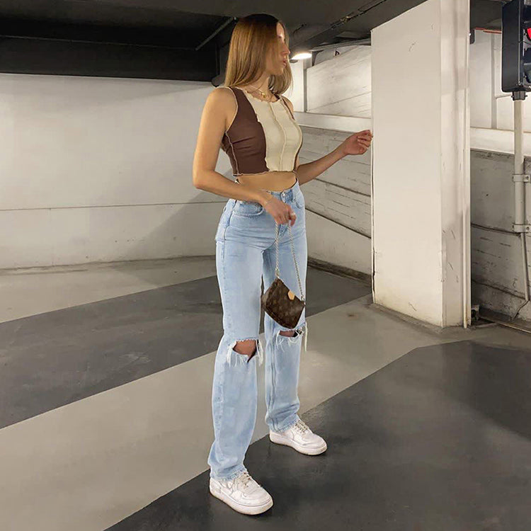 Kobiece Zimowe Jeansy Damskie | Zniszczone